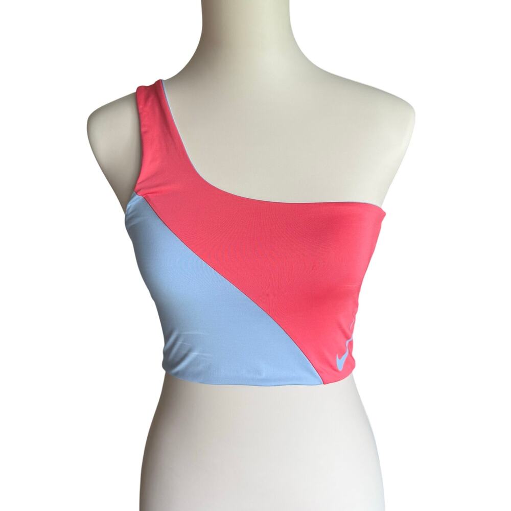NWT Nike Swim Move to Zero Pink Purple One-Shoulder Reversible Bikini Top M